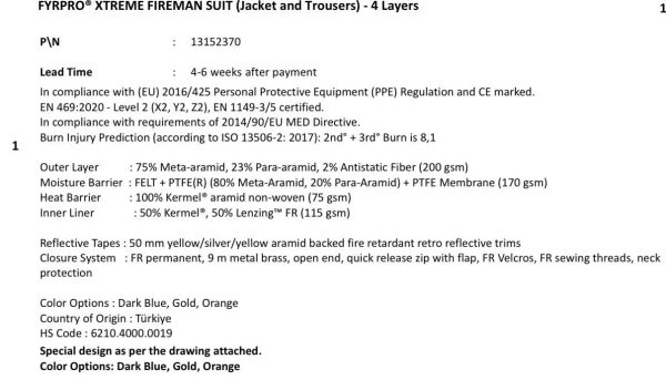 fireman suit frypro X series - Image 3