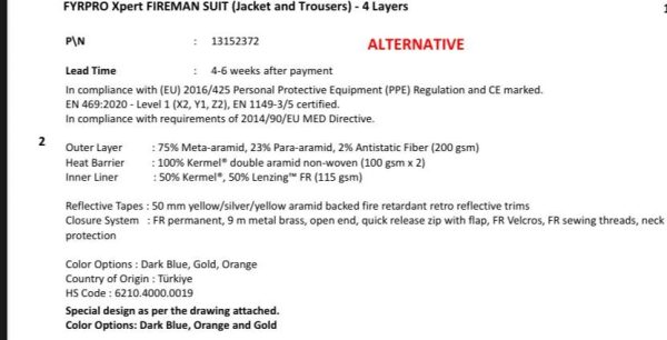 fireman suit frypro X series